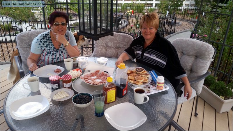 Breakfast at the garden syrniki.jpg