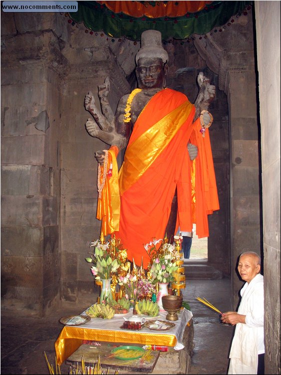 Angor Wat, Vishnu statue, you can see bullet marks above man's head. Vietcong vs USA forces.jpg