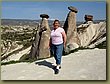 Kapadokia-Cappadocia Sue among chimneys.JPG